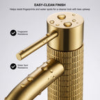 6.44" Brass Single Hole Bathroom Sink Faucet with Deck Plate Extended Spout