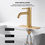 6.44" Brass Single Hole Bathroom Sink Faucet with Deck Plate Extended Spout