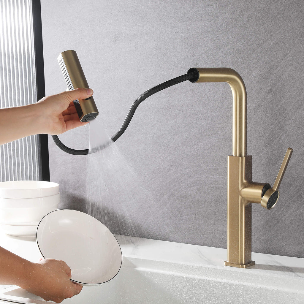 Smart Kitchen Faucet with Temperature Display & 3-Function Pull-Out Sprayer