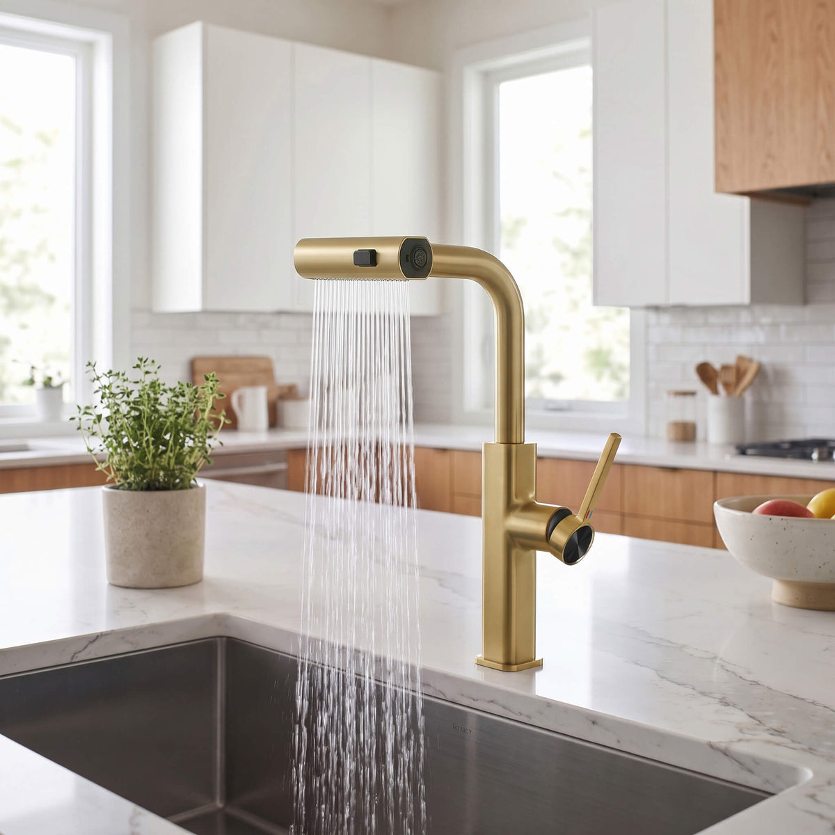 Smart Kitchen Faucet with 3-Function Pull-Out Sprayer