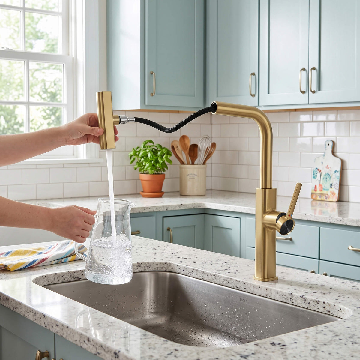 Smart Kitchen Faucet with 3-Function Pull-Out Sprayer