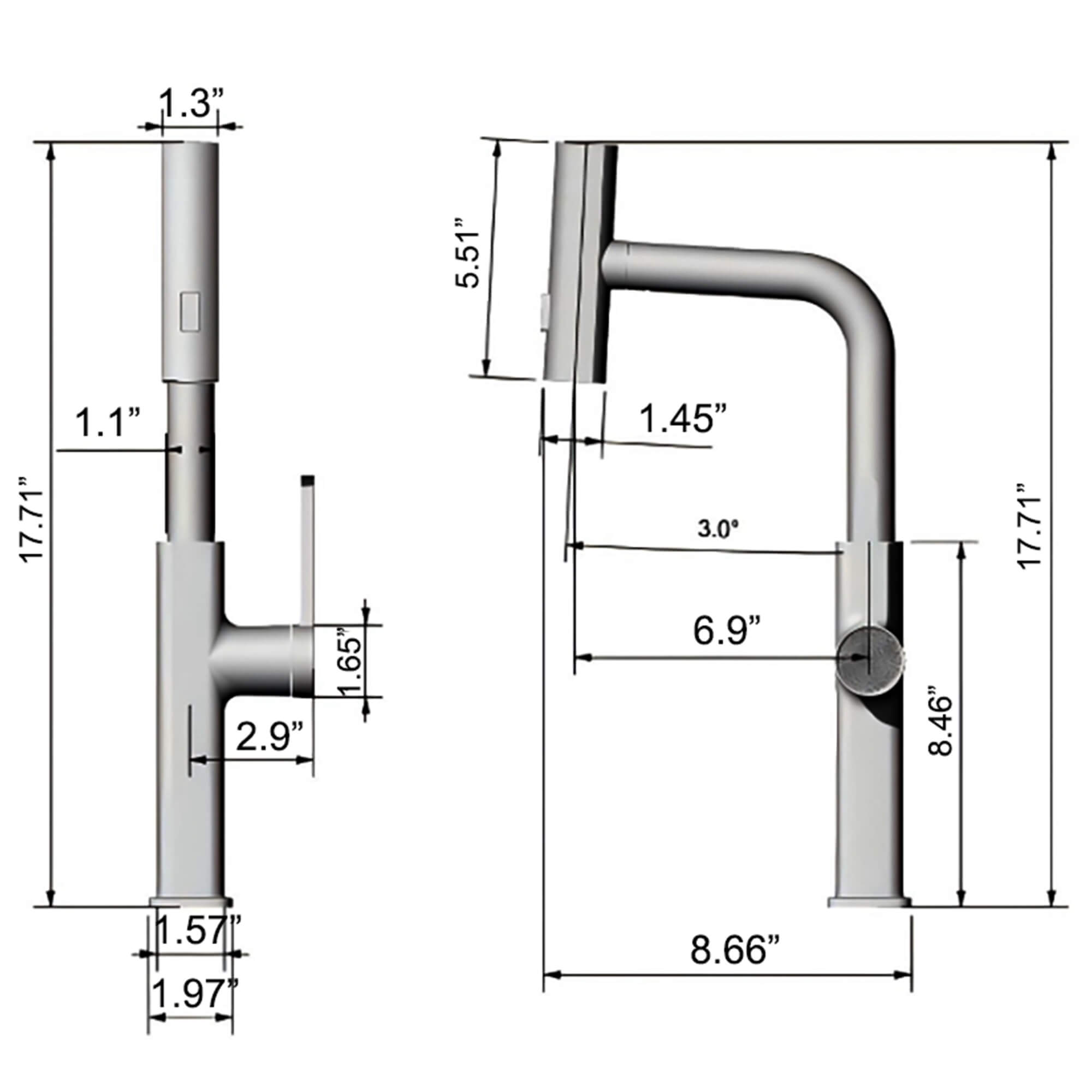 Smart Kitchen Faucet with Temperature Display & 3-Function Pull-Out Sprayer
