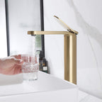 Tall Modern Minimalist Vessel Sink Faucet with Elongated Splash-Free Spout