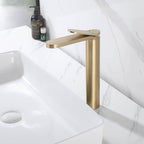 Tall Modern Minimalist Vessel Sink Faucet with Elongated Splash-Free Spout