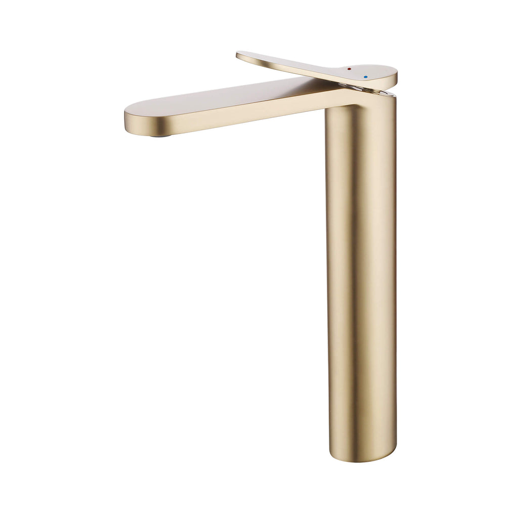 Tall Modern Minimalist Vessel Sink Faucet with Elongated Splash-Free Spout