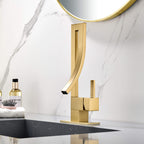 13.58" Vessel Sink Faucet Waterfall 1 Handle Bathroom Faucet with Pop-Up Drain