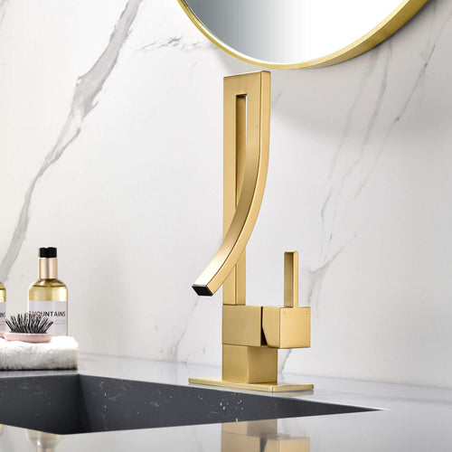 13.58" Vessel Sink Faucet Waterfall 1 Handle Bathroom Faucet with Pop-Up Drain