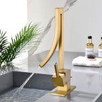 13.58" Vessel Sink Faucet Waterfall 1 Handle Bathroom Faucet with Pop-Up Drain