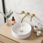 Wall-Mounted Bathroom Faucet with Drain Assembly Solid Brass 3-Piece Set