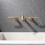 Wall-Mounted Bathroom Faucet with Drain Assembly Solid Brass 3-Piece Set