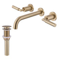 Wall-Mounted Bathroom Faucet with Drain Assembly Solid Brass 3-Piece Set