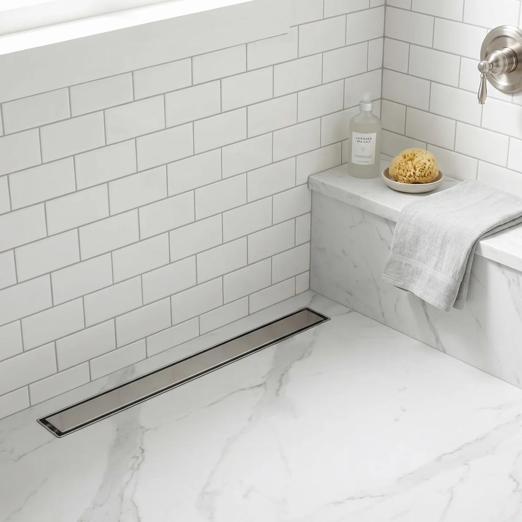 2-in-1 Dual-Cover Linear Drain with Removable Hair Strainer