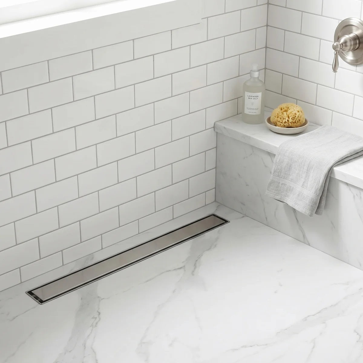 2-in-1 Dual-Cover Linear Drain with Removable Hair Strainer