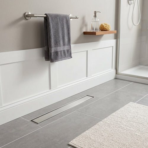 2-in-1 Dual-Cover Linear Drain with Removable Hair Strainer