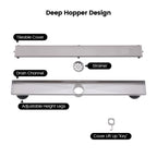 2-in-1 Dual-Cover Linear Drain with Removable Hair Strainer