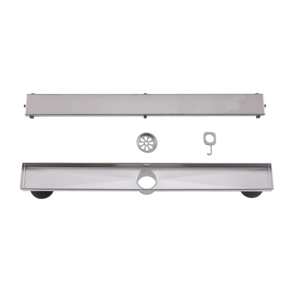 2-in-1 Dual-Cover Linear Drain with Removable Hair Strainer