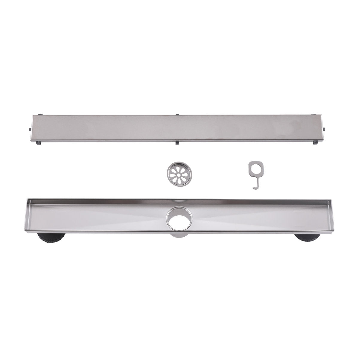 2-in-1 Dual-Cover Linear Drain with Removable Hair Strainer