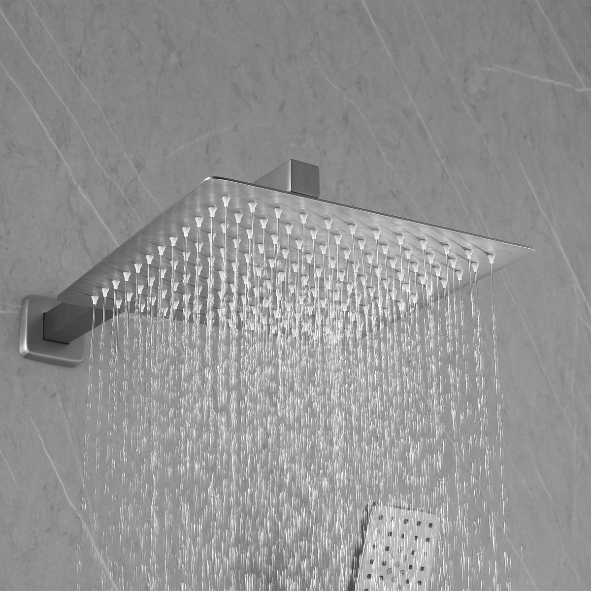 Concealed Tub Shower System with Fold-Away Tub Spout & 3-Function Hand Shower