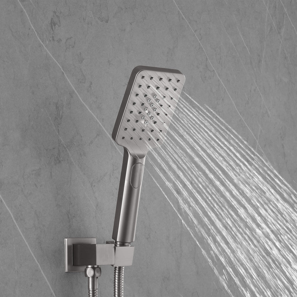 Concealed Tub Shower System with Fold-Away Tub Spout & 3-Function Hand Shower