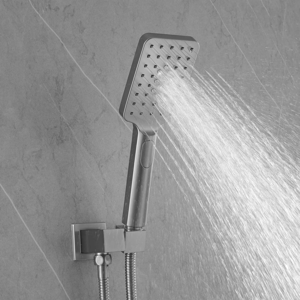 Concealed Tub Shower System with Fold-Away Tub Spout & 3-Function Hand Shower
