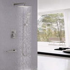 Concealed Tub Shower System with Fold-Away Tub Spout & 3-Function Hand Shower