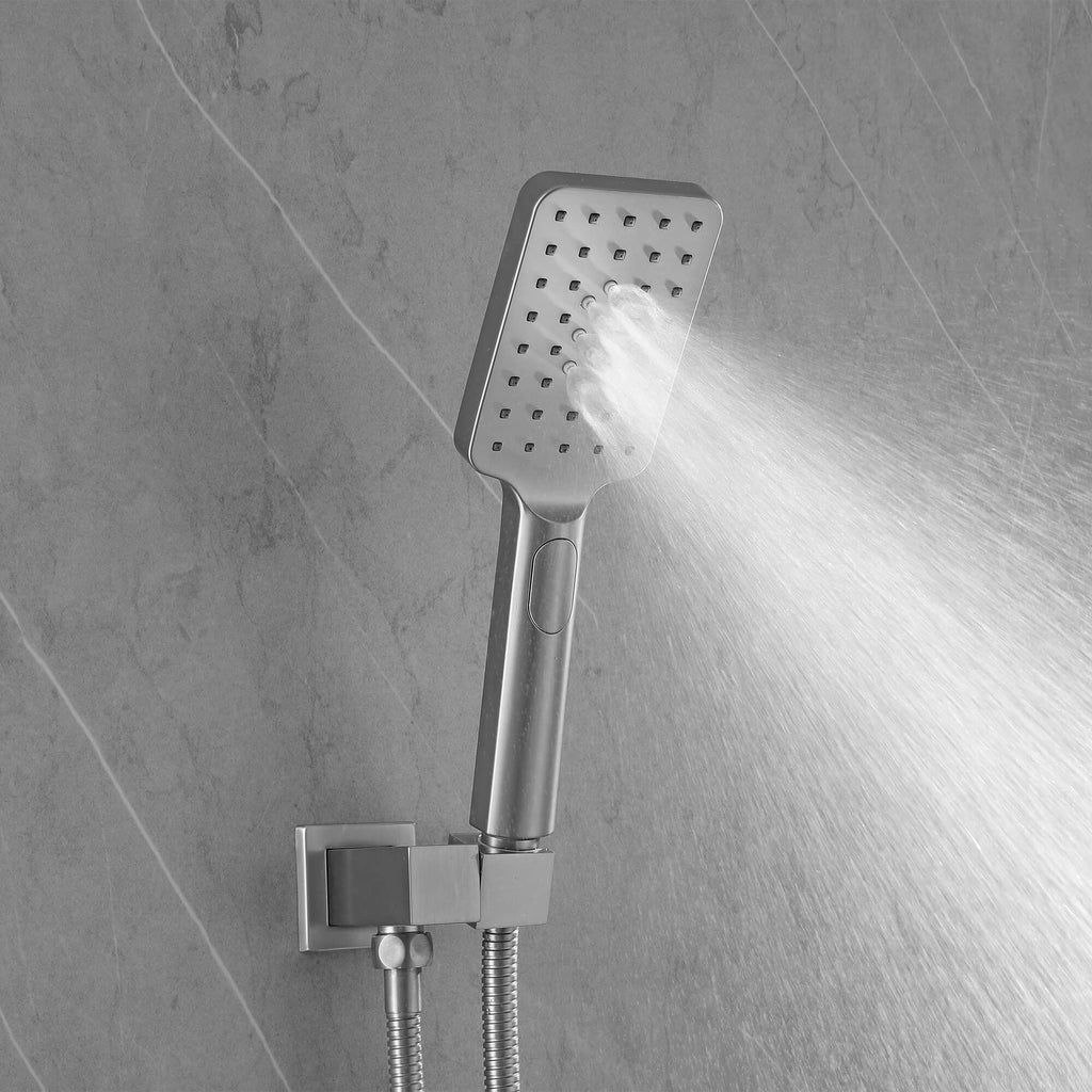 Concealed Tub Shower System with Fold-Away Tub Spout & 3-Function Hand Shower