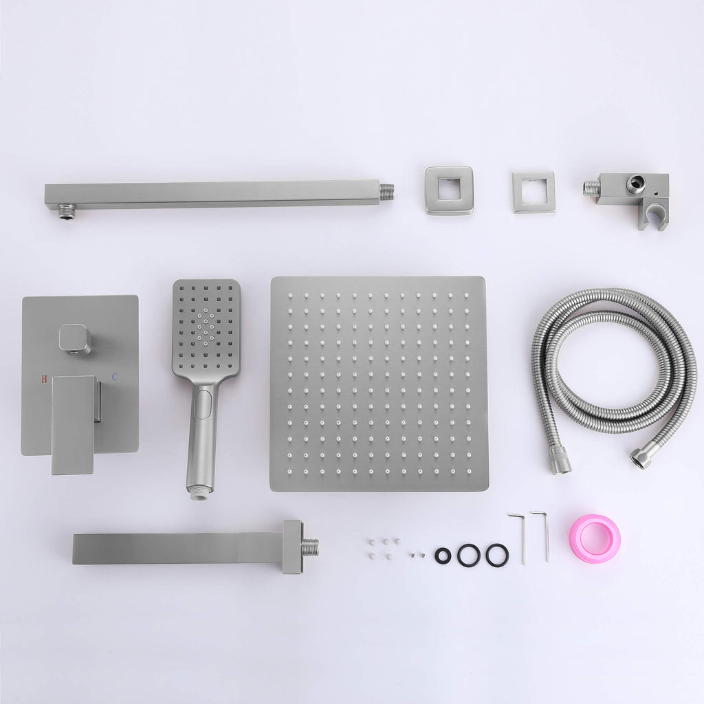 Concealed Tub Shower System with Fold-Away Tub Spout & 3-Function Hand Shower