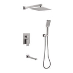 Concealed Tub Shower System with Fold-Away Tub Spout & 3-Function Hand Shower
