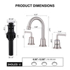 360° Swivel Gooseneck 5-10'' Widespread Bathroom Sink Faucet with Drain