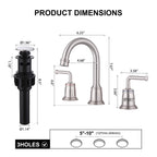 360° Swivel Gooseneck Widespread Bathroom Sink Faucet with Drain