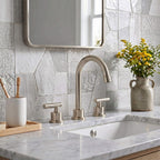 360° Swivel Gooseneck 3-Hole Widespread Bathroom Sink Faucet with Drain