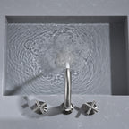 8" Spread 3-Hole Brass Bathroom Faucet - 360° Gooseneck Spout Dual Cross Handles