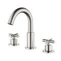 8" Spread 3-Hole Brass Bathroom Faucet - 360° Gooseneck Spout Dual Cross Handles