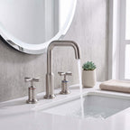 Brass Raised-Arch Widespread Bathroom Faucet with Cross Handles