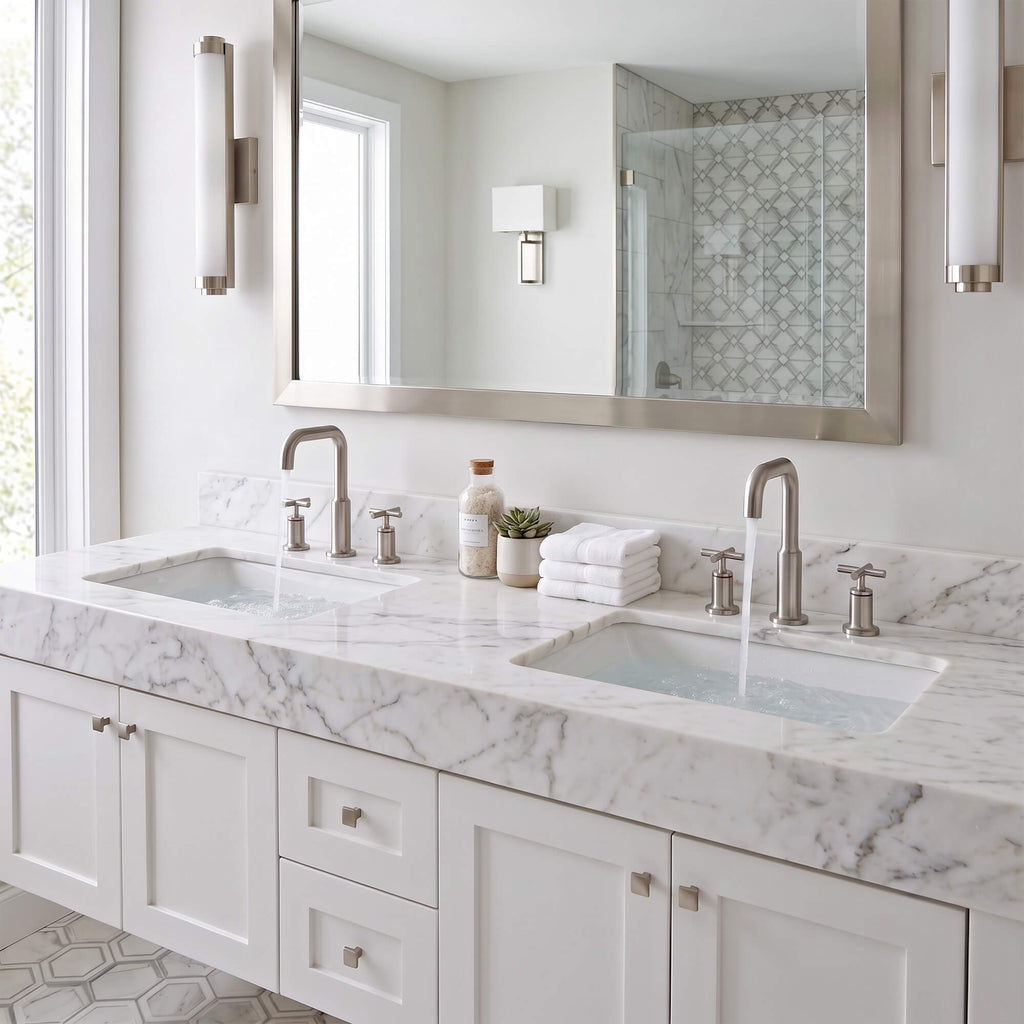 Brass Raised-Arch Widespread Bathroom Faucet with Cross Handles