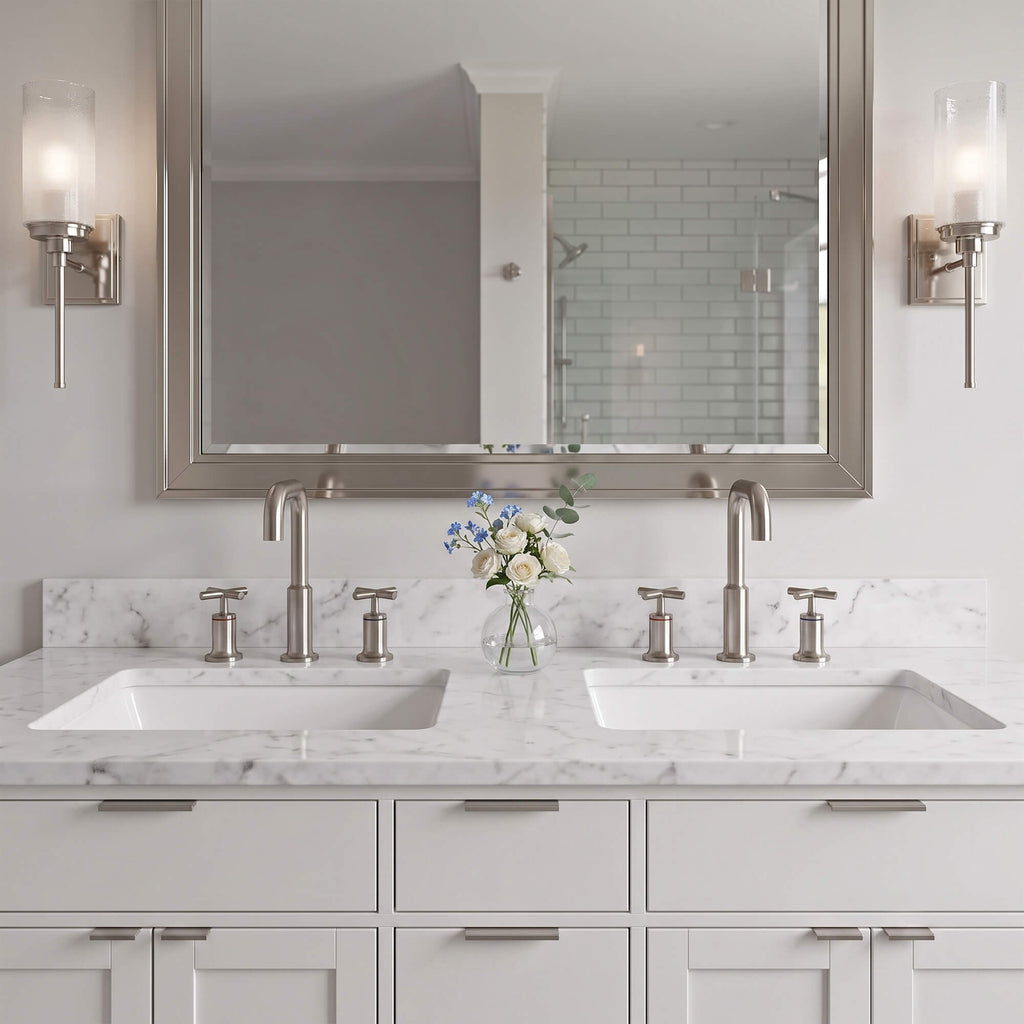 Brass Raised-Arch Widespread Bathroom Faucet with Cross Handles