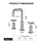 Brass Widespread Bathroom Faucet with Cross Handles