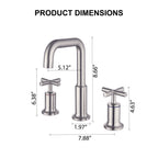 Brass Raised-Arch Widespread Bathroom Faucet with Cross Handles