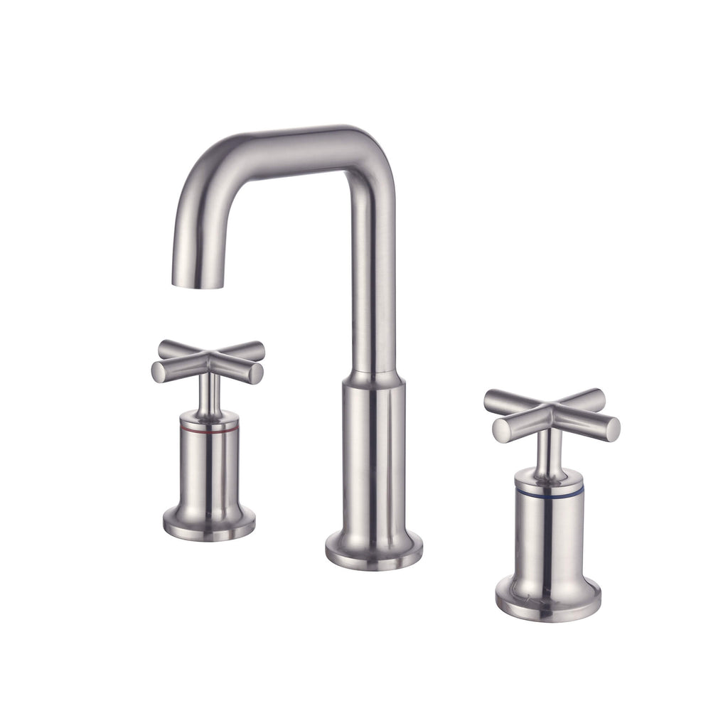 Brass Raised-Arch Widespread Bathroom Faucet with Cross Handles