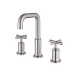 Brass Raised-Arch Widespread Bathroom Faucet with Cross Handles