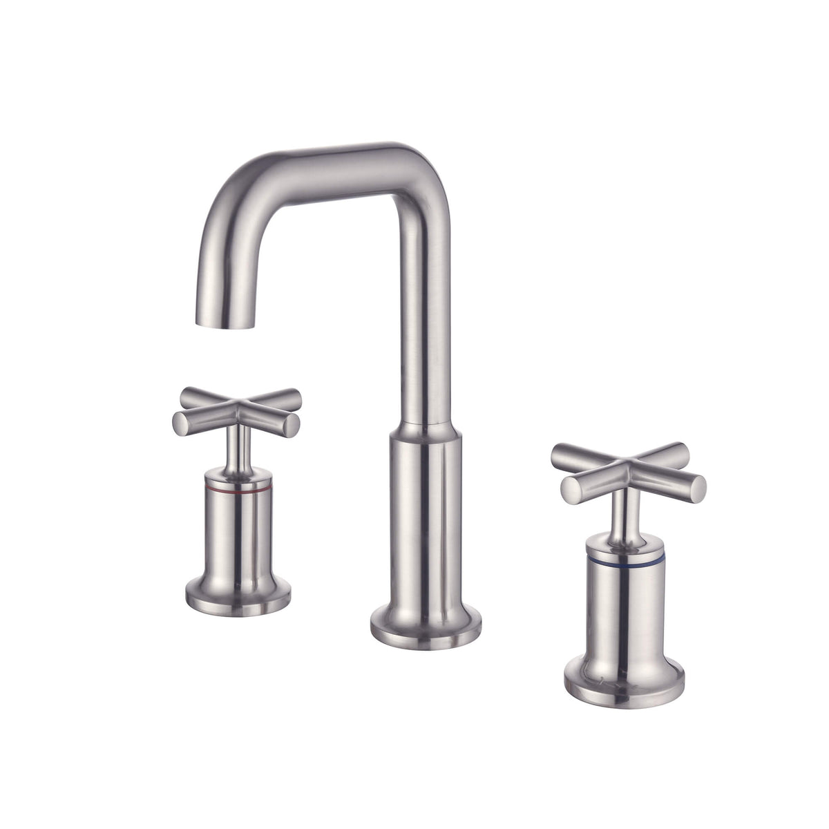 Brass Raised-Arch Widespread Bathroom Faucet with Cross Handles