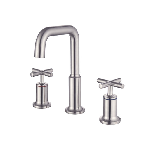 6-12'' Brass Raised-Arch Widespread Bathroom Faucet with Cross Handles