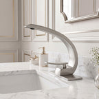 7.68" Brass Single Hole Single Lever Handle Bathroom Sink Faucet with Curved Spout