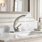 7.68" Brass Single Hole Single Lever Handle Bathroom Sink Faucet with Curved Spout