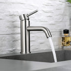 7.28" Single Hole Bathroom Sink Faucet with Extended Curved Spout Brass Single Handle Tap