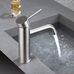 7.28" Single Hole Bathroom Sink Faucet with Extended Curved Spout Brass Single Handle Tap