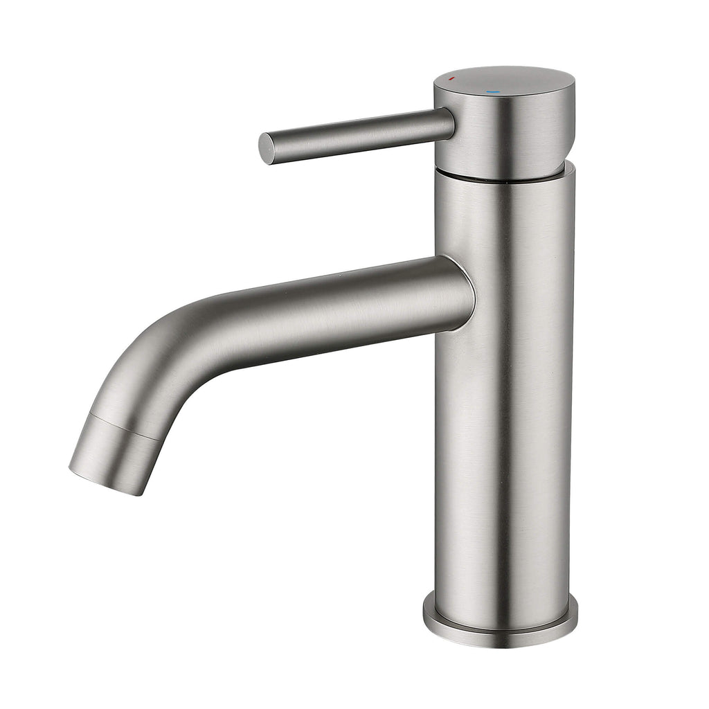 7.28" Single Hole Bathroom Sink Faucet with Extended Curved Spout Brass Single Handle Tap