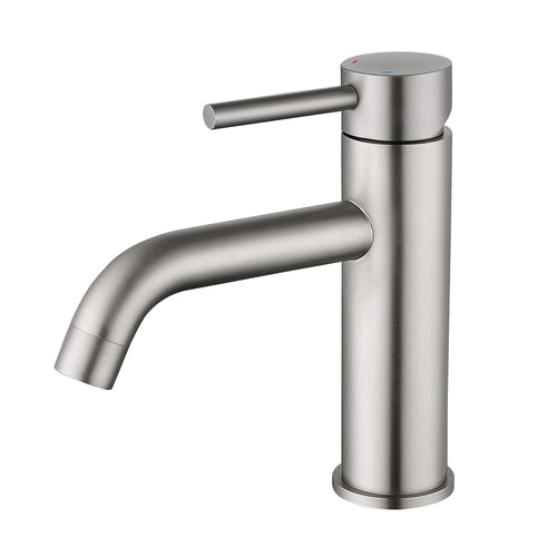7.28" Single Hole Bathroom Sink Faucet with Extended Curved Spout Brass Single Handle Tap