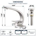 7.68" Brass Single Hole Single Lever Handle Bathroom Sink Faucet with Curved Spout