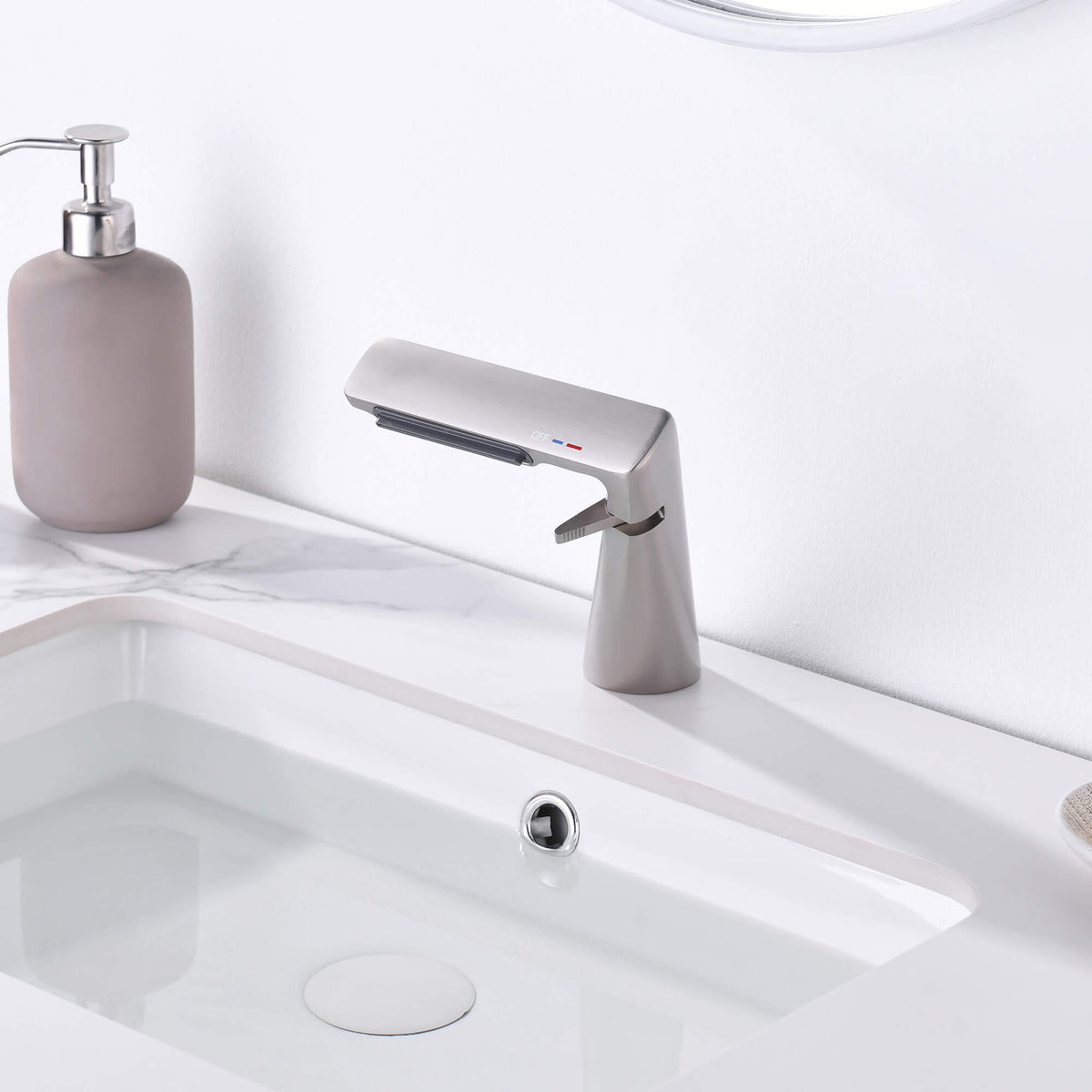 6.2" H Brass Single Hole Waterfall Bathroom Sink Faucet
